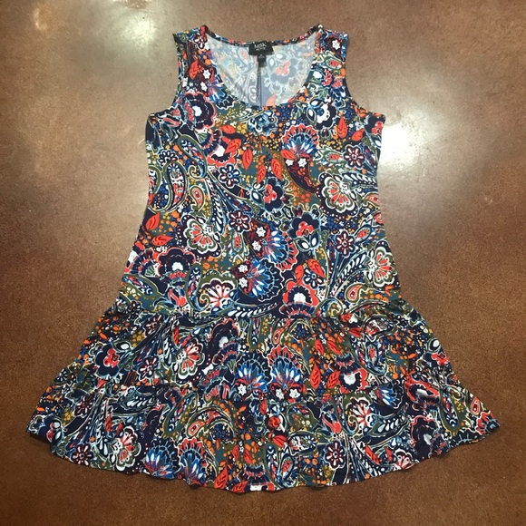 MSK Petite Colorful Paisley and Floral Print Sleeveless Mini Dress/Tunic Sz PL - Picture 3 of 7